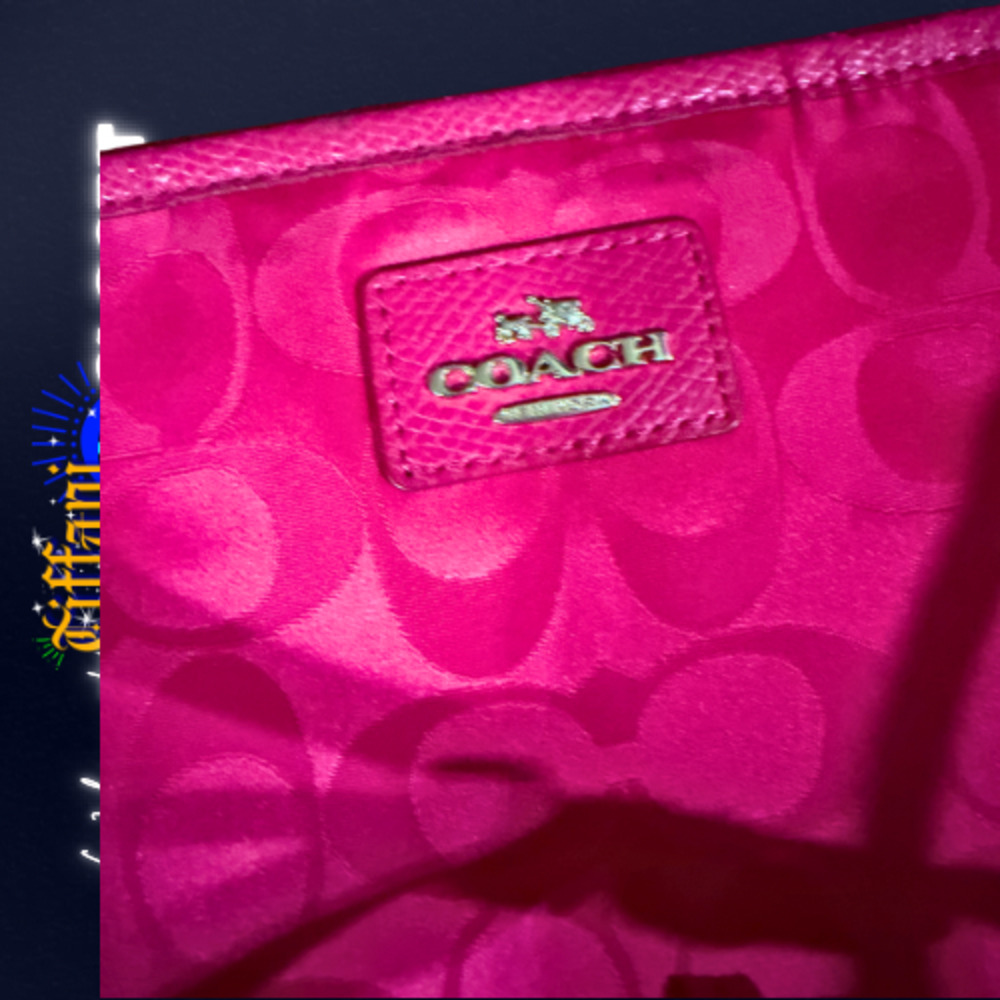 Coach Signature Pink Jacquard Swingpack Crossbody Bag Fuchsia